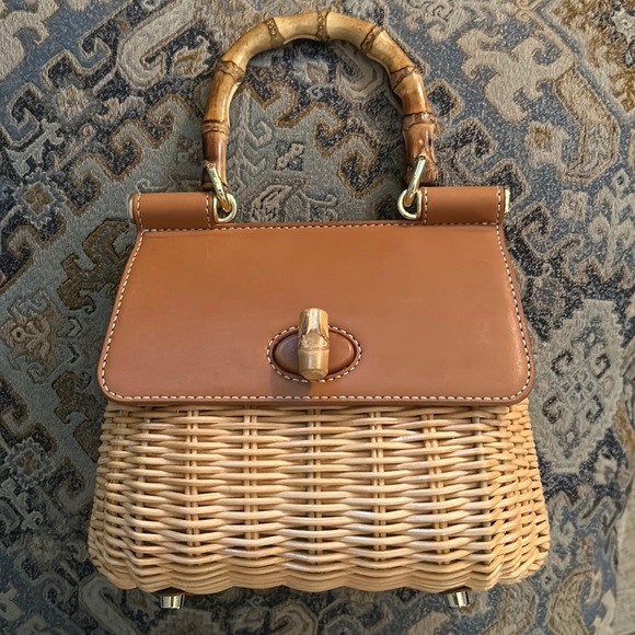 J. McLaughlin Bags J Mclaughlin Wicker Bag With Bamboo Top Handle Poshmark